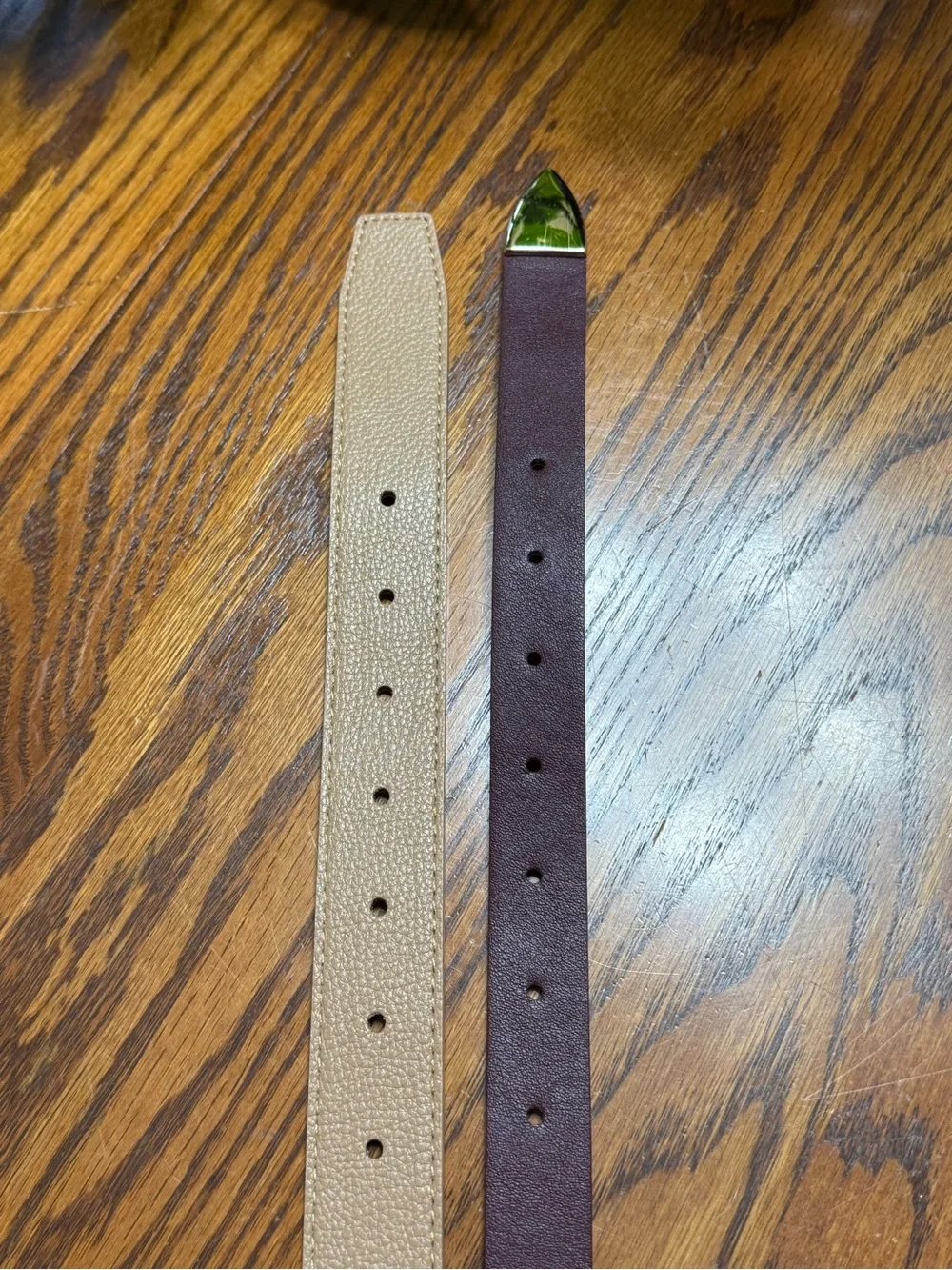 Women's Vegan Faux Leather Belts in Tan and Maroon Set of 2